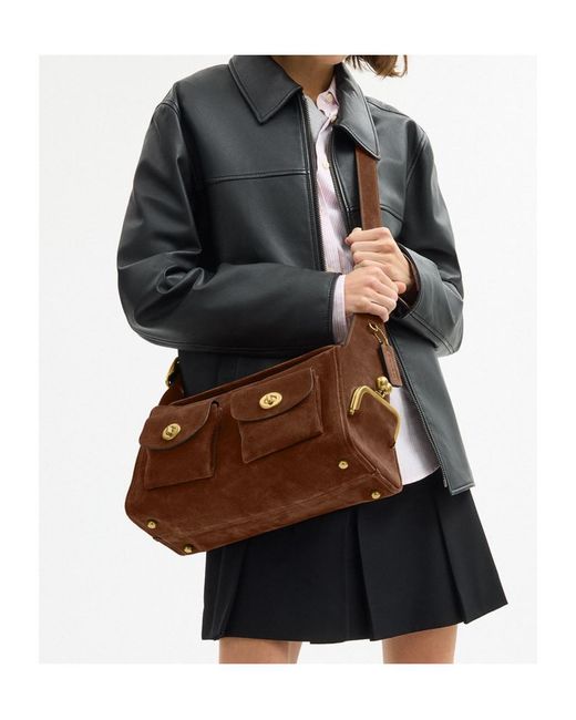 COACH Brown Turnlock Haversack Shoulder Bag
