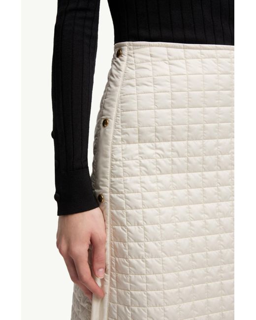 Moncler White Square-Quilted Padded Midi Skirt