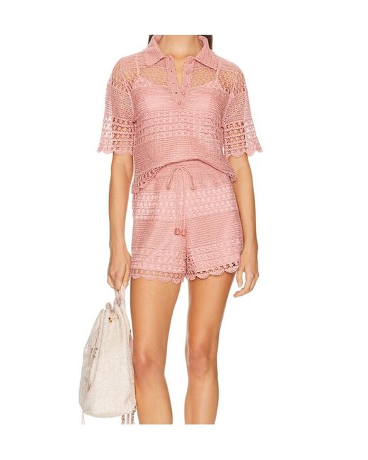 Zimmermann Pink Shorts With A Decorative Weave