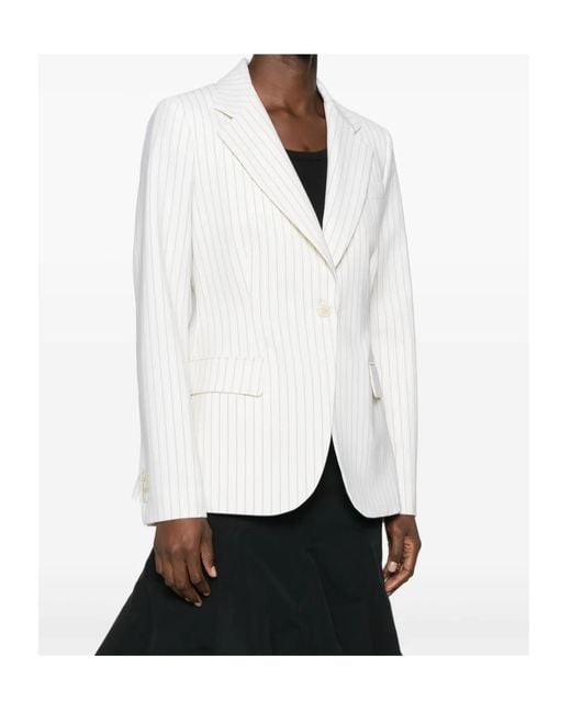 P.A.R.O.S.H. White Striped Single-Breasted Blazer