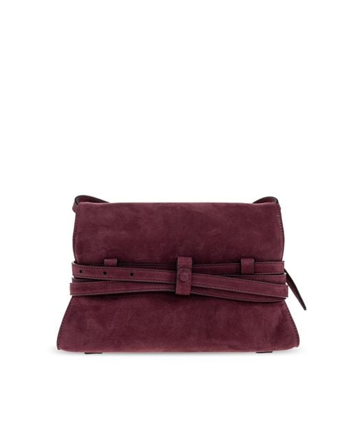 Moschino Purple Logo Embossed Shoulder Bag