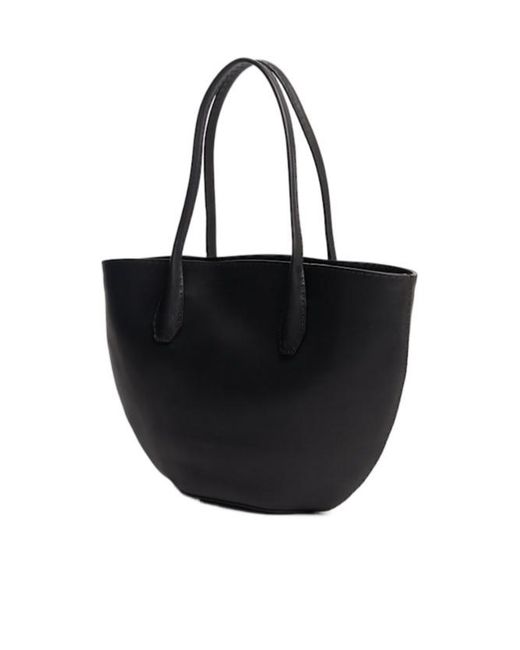 The Row Black Alger Saddle Leather Tote Bag
