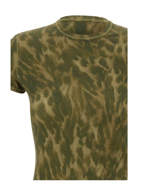 DIESEL Green Animal-Print Stretch Jersey T-Shirt