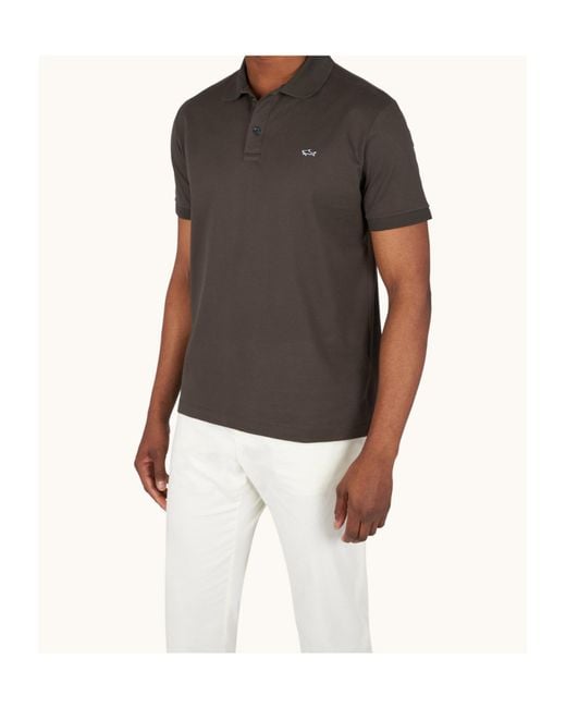 Paul & Shark Gray Logo Embroidered Polo Shirt for men