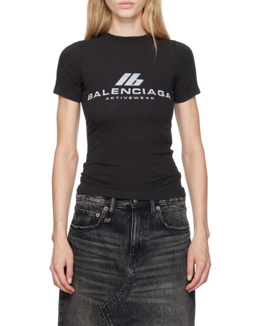 Balenciaga Black Activewear Fitted T-Shirt