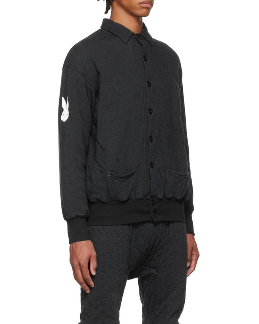 Maison Margiela Blue Logo-Patch Cotton Shirt Jacket for men