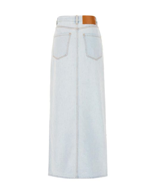MSGM White Distressed Maxi Skirt