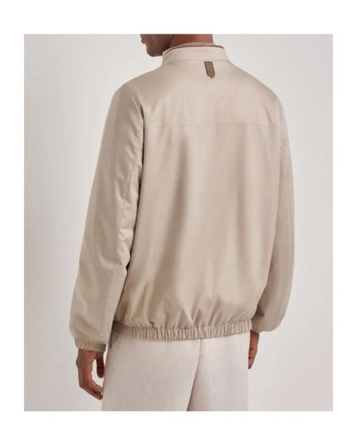 Canali Brown Stand-Collar Zip Jacket for men