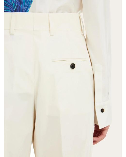 Ferragamo White Ferragamo Wide-Leg Tailored Trousers