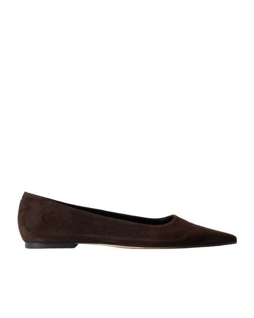Aeyde Brown Solid Color Suede Ballet Flats