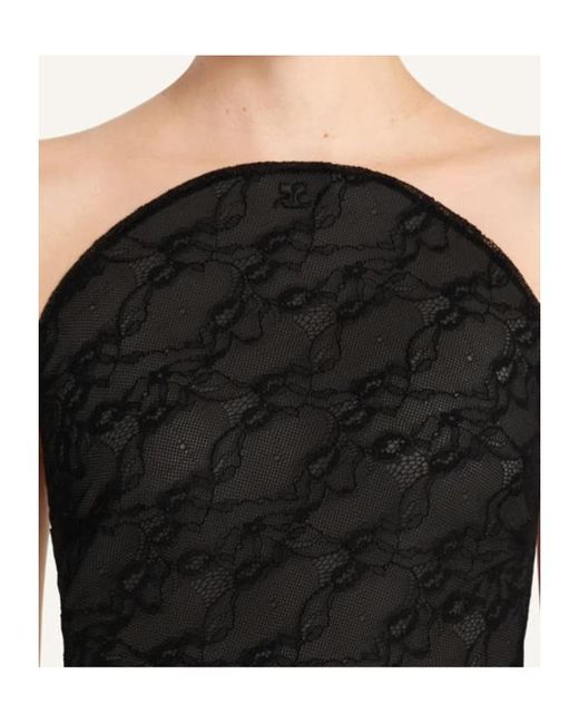Courreges Black Mesh-Panel Bodysuit
