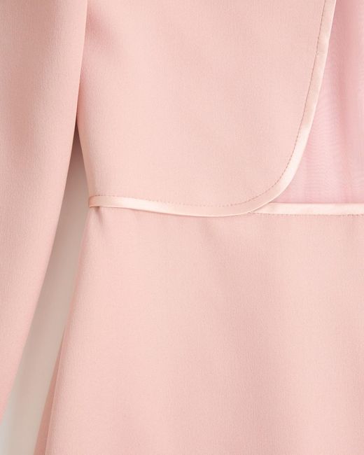Valentino Pink Cady Couture Midi Dress With Feathers