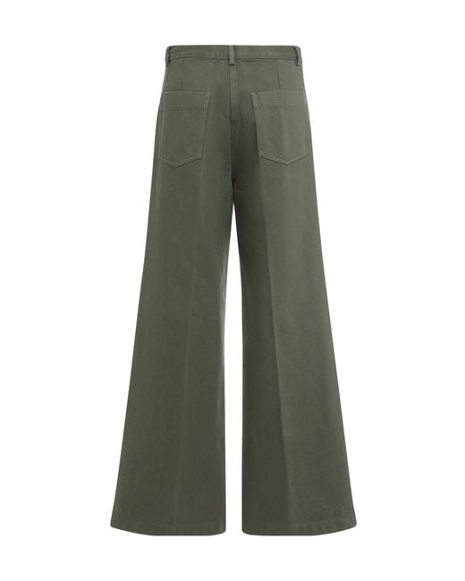 Aspesi Green High-Waist Wide-Leg Cotton Pants