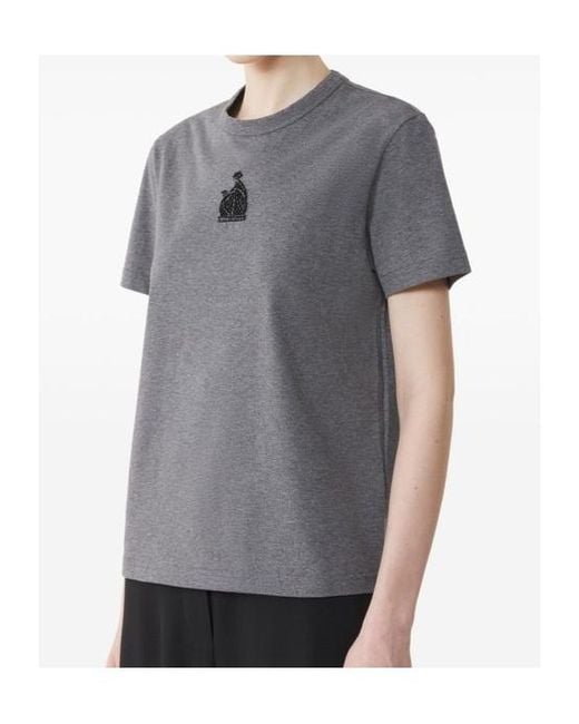 Lanvin Gray Mother And Daughter Embroidered Jersey T-Shirt