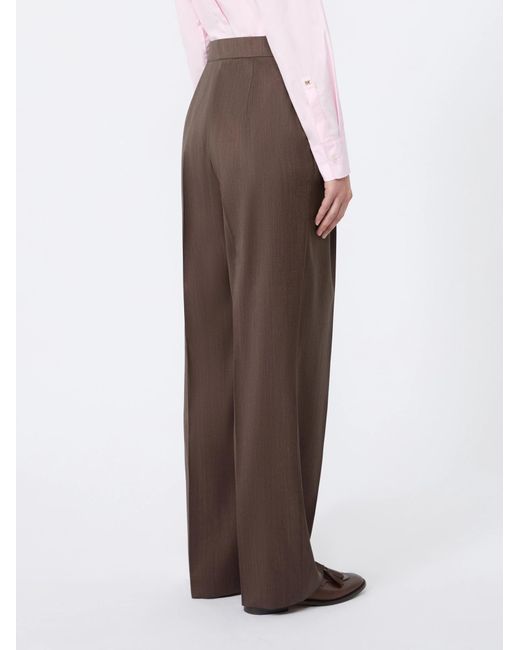 Max Mara Brown Wool And Silk Blend Trousers