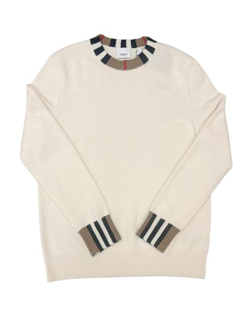 Burberry White Round Neck Sweater