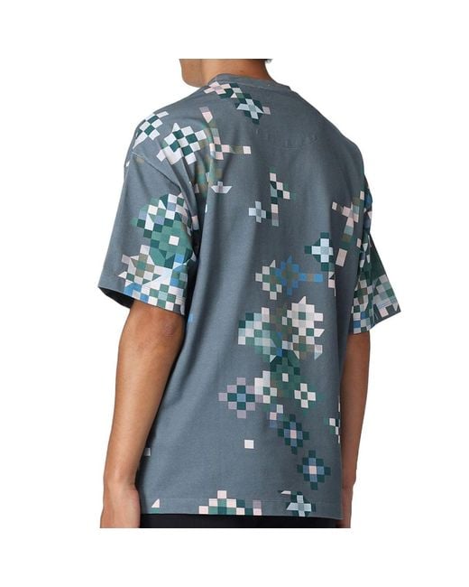 Emporio Armani Blue Geometric-Print Cotton T-Shirt for men