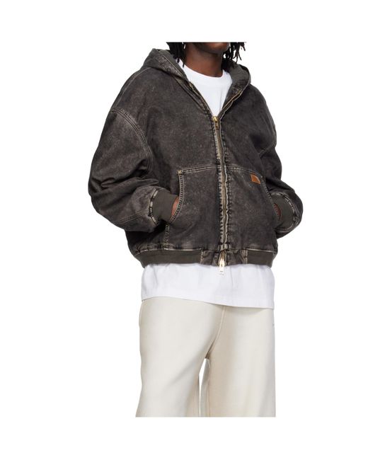 Alexander Wang Black Flocked Oversized Carpenter Jacket for men