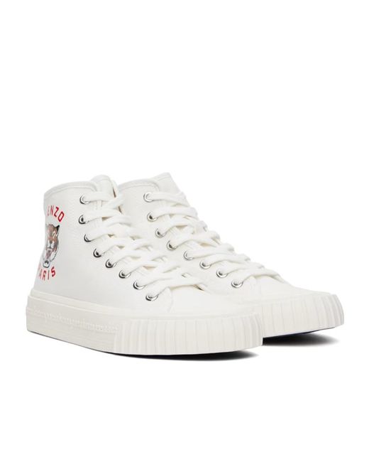 KENZO White Logo Pattern High Upper Board Shoes for men