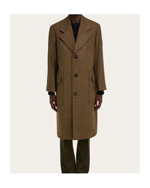 Ferragamo Natural Oversized Single-Breasted Coat for men