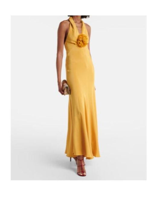 Rodarte Metallic Floral Appliqué Crepe Dress