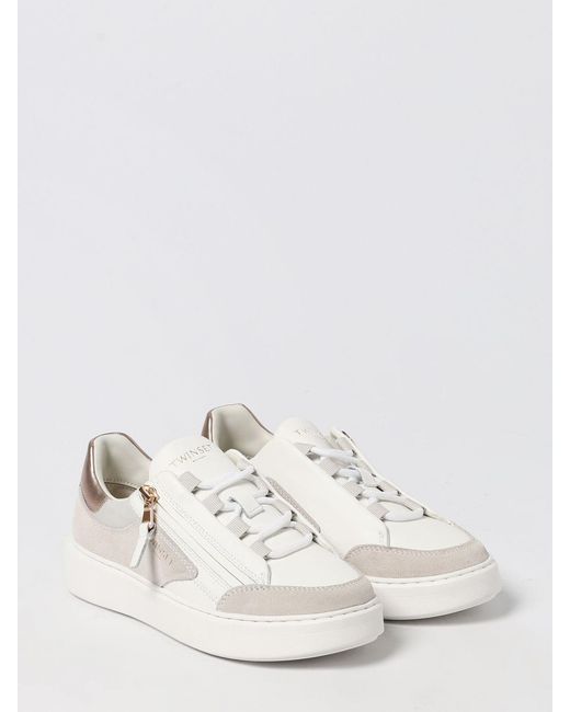 Twinset White Zip-Detail Sneakers