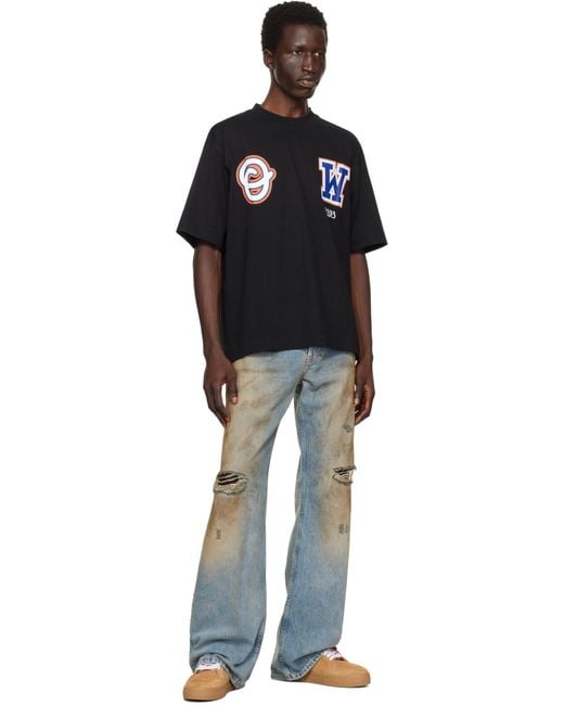 Off-White c/o Virgil Abloh Black Wiz Skate Graphic Printed Crewneck T-Shirt for men