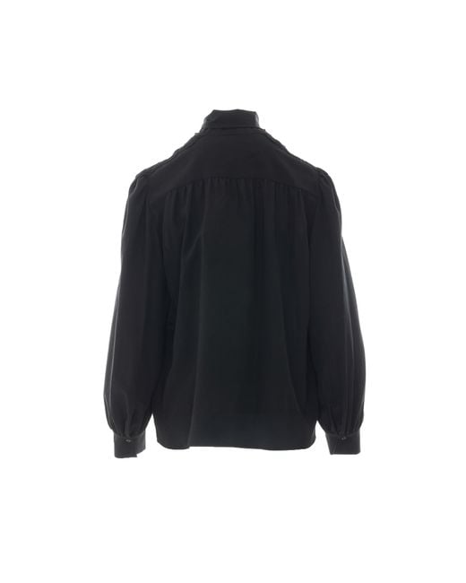 Chloé Blue Chloé Bow Detail Long-Sleeved Top