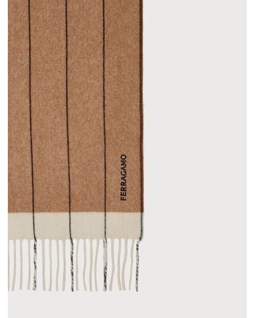 Ferragamo Brown Ferragamo Striped Fringed-Edge Scarf for men