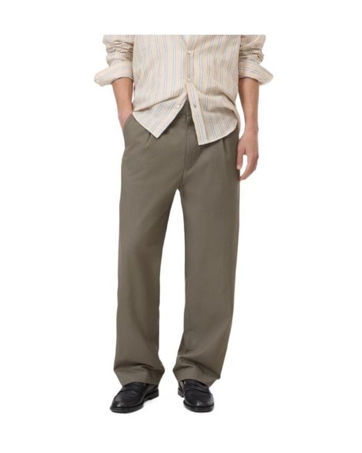 Closed Gray Pleated Straight-Leg Pants for men