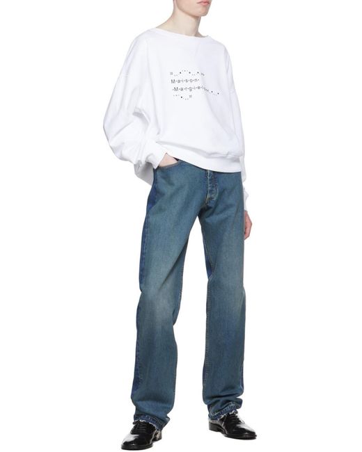 Maison Margiela White Logo Printed Crewneck Sweatshirt