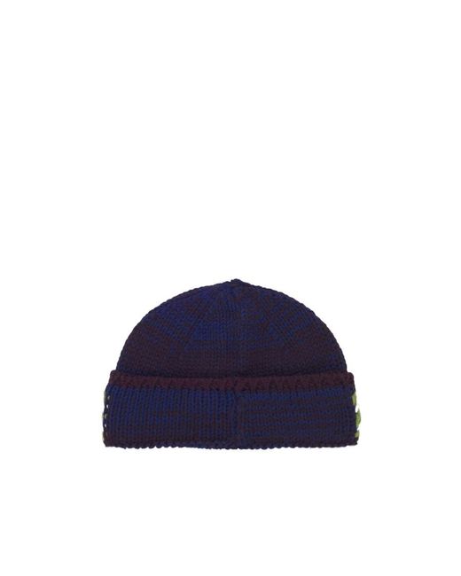 Marni Blue Mouliné Beanie With Striped Logo for men