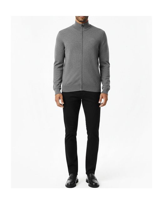 Boss Gray Zip-Up Knit Jacket for men