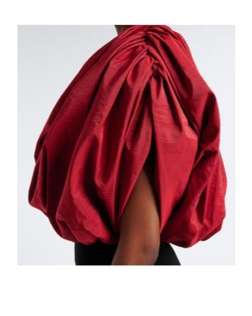 Magda Butrym Red Silk-Blend Taffeta Crop Top