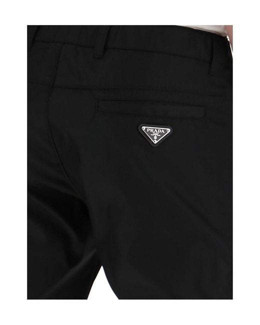 Prada Black Logo Plaque Detail Pants for men