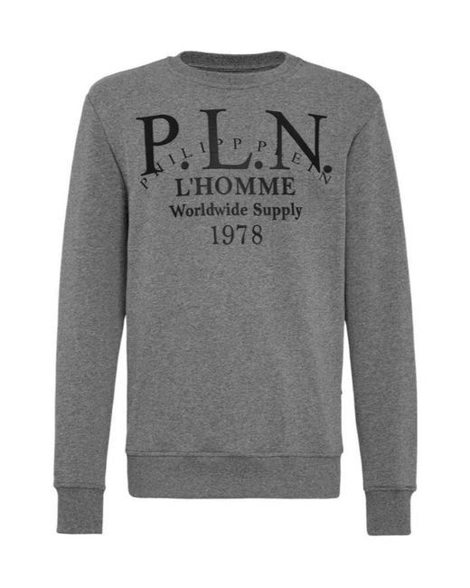 Philipp Plein Gray Logo Printed Sweater for men