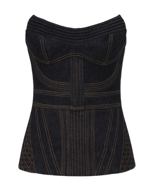 Zimmermann Black Corded Denim Corset
