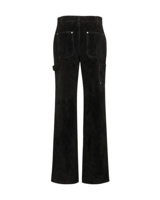 Stella McCartney Black Velvet Denim Workwear Straight Pants