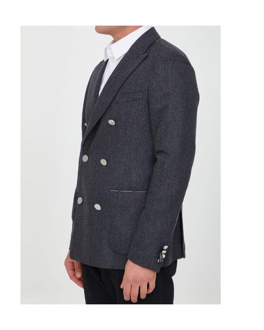 Tonello Blue Double-Breasted Jacket for men