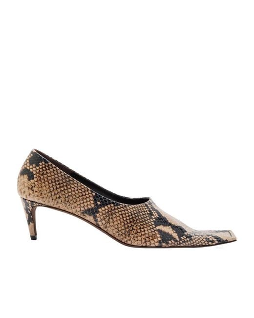 Khaite Brown Snake-Effect Leather Pumps