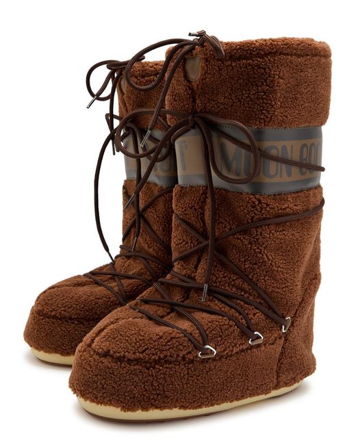 Moon Boot Brown Fleece Mid-Calf Snow Boots