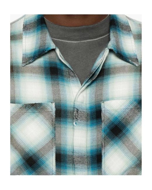 Represent Blue Sun Bleached Check Shirt for men