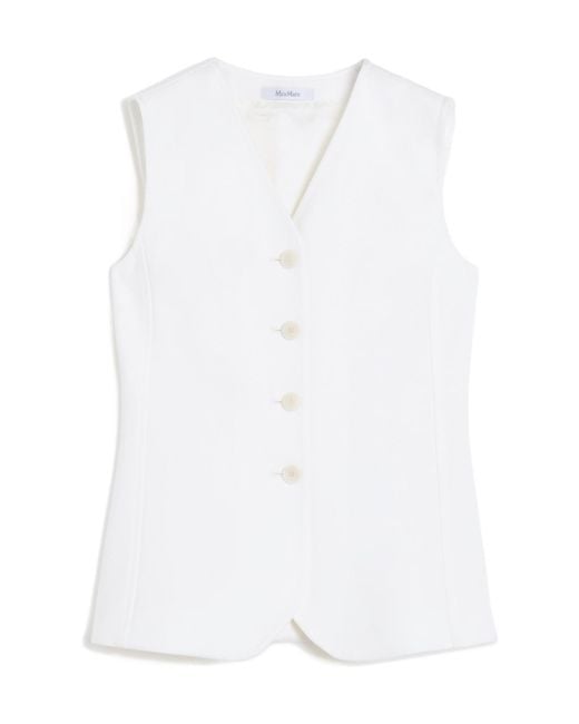 Max Mara White Fornovo V-Neck Button-Up Gilet