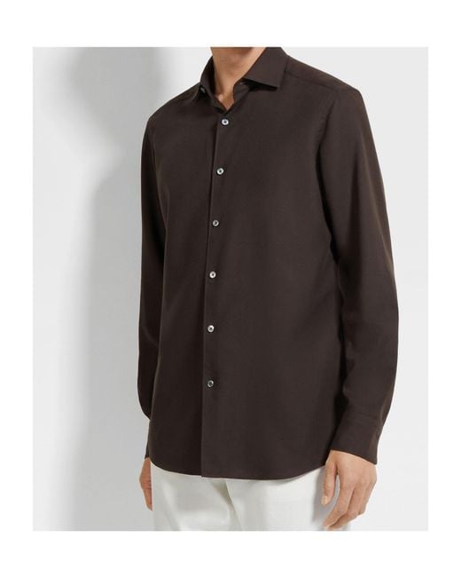 Zegna Black Cashco Long-Sleeve Button-Down Shirt for men