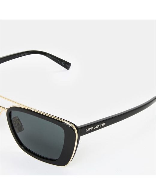 Saint Laurent White Rectangle Sunglasses for men