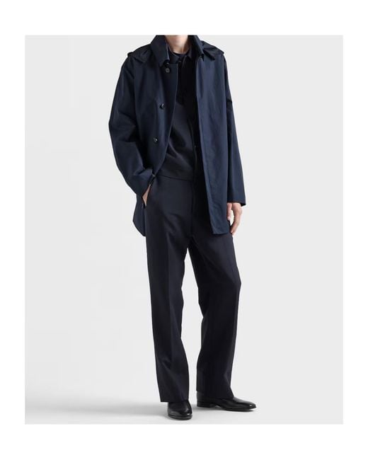 Prada Blue Long-Sleeved Coat for men