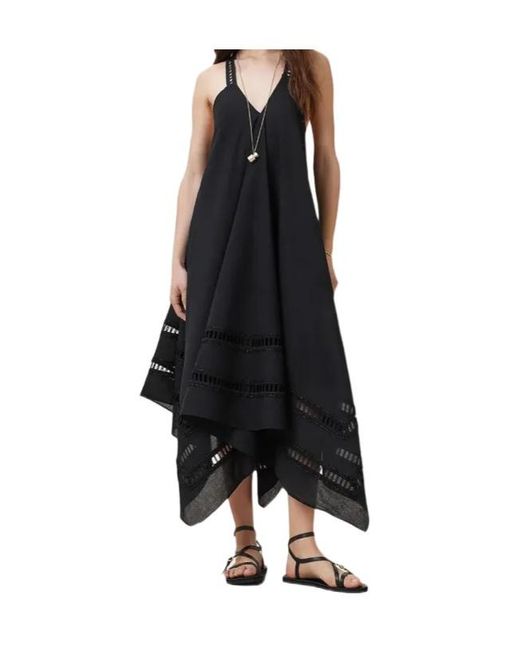AllSaints Black Lace-Insert Asymmetric Day Dress