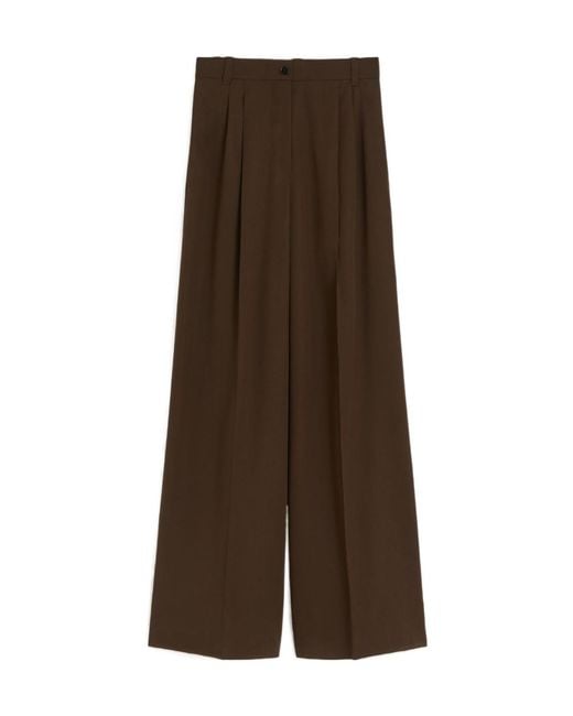 Weekend by Maxmara Brown Garenna High-Waist Pleated Trousers
