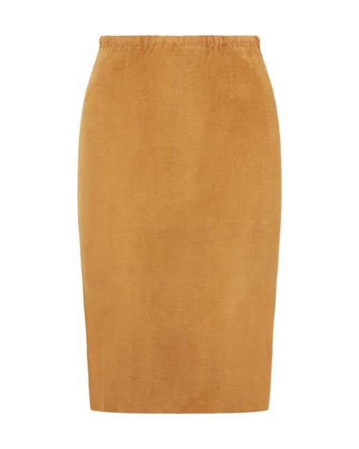Stouls Brown Leather Midi Skirt