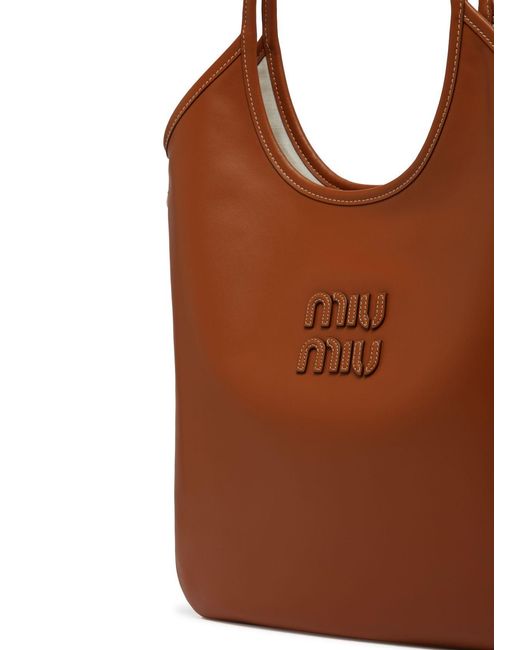 Miu Miu Brown Ivy Logo Shoulder Bag